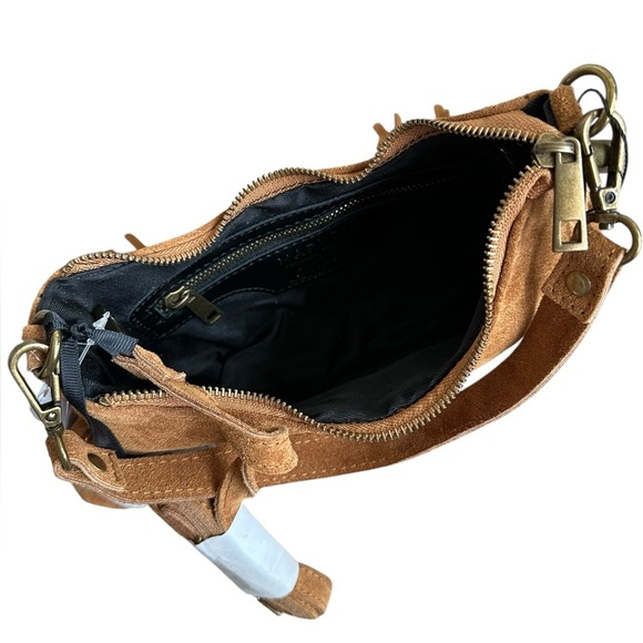 Marlon Italy Tan Fringe Shoulder Bag Crossbody - Picture 7 of 9
